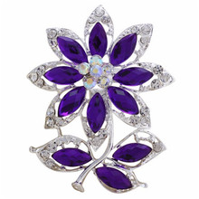 DIEZI New Bouquet Purple Crystal Brooch For Wedding Korean Flower Glass Rhinestone Bride Brooch Pins Women Brooch 2024 - buy cheap