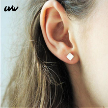 UVW054-Pendientes de acero inoxidable para mujer, Piercing cuadrado Punk, 2 uds., 6mm, tapones para oreja, accesorios para mujer 2024 - compra barato