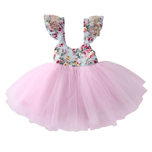 Verão novo doce Crianças Meninas Do Bebê Floral ruffles vestido de baile de tule tutu Vestido de Festa Vestidos de Dama de honra bonito kid flor Traje 2024 - compre barato