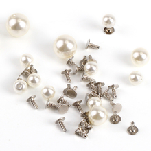 50pc DIY Pearls Rivets Studs 6mm 8mm 10mm For Leather Crafts Bag Shoes Clothes Decorations Silver And Lvory 2024 - buy cheap