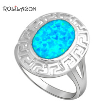 ROLALISON simple set oval shape  silver plated plated blue opal new listing  carnival night gift OR510 2024 - buy cheap