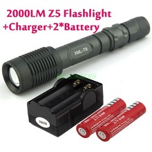 Z6 / Z5 5 Mode 2000 Lumen  T6 LED Flashlight Zoomable Adjustable rechargeble +2 *18650 battery+charger 2024 - buy cheap