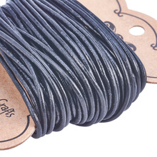 Cordón de cuero de vaca negro de 1mm, 1,5mm, 2mm de diámetro, cordón de hilo para collar, fabricación de joyas, 10 m/rollo 2024 - compra barato