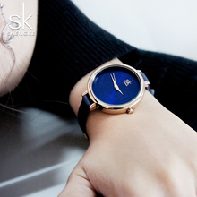 Часы наручные Shengke женские кварцевые, элегантные тонкие брендовые Geneva с кожаным ремешком, 2019 2024 - купить недорого
