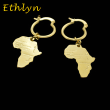 Brincos de mapa africano étnico, moda para mulheres africanas, cor dourada, formato de mapa, e160a 2024 - compre barato