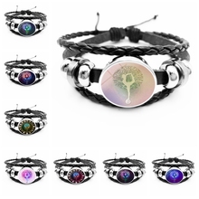 Moda vintage yin e yang vida árvore pulseira de couro preto vidro convexo redondo masculino e feminino jóias pulseira acessórios 2024 - compre barato