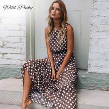 WildPinky Polka Dot Print Maxi Dress O Neck Tunic Dress Beach Summer Sundress Casual Vestidos Loose Vintage Long Dress Female 2024 - buy cheap