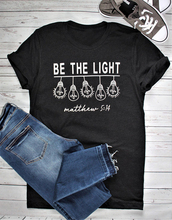 Футболка для христианина BE THE LIGHT, модная футболка с надписью «light bulb», топы с надписью «be the light» из хлопка 2024 - купить недорого