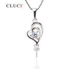 CLUCI  Heart Shape Pearl Pendant For Women  cubic zirconia Engagement Classic Pendant female ,can stick pearl on SP278SB 2024 - buy cheap