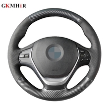 GKMHiR DIY Preto Tampa Da Roda de Direcção Do Carro Do Couro De Fibra De Carbono para BMW 316i 320i 328i 320d F20 F45 F30 F31 F34 F32 F33 F36 2024 - compre barato