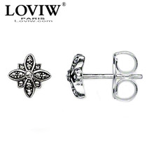 Stud Earrings Marcasite Black Star ear studs  Style new Fashion Good Jewerly For Women Gift hot silver-plate 2024 - buy cheap