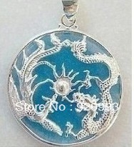 Envío Gratis *** raro azul Piedra Natural plata dragón Fénix colgante collar 2024 - compra barato