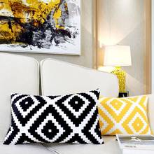 30x50cm Double Side Print Throw Pillows Black And White Plaid Geometric Cushion Short Soft Plush Almofadas Para Sofa 2024 - buy cheap