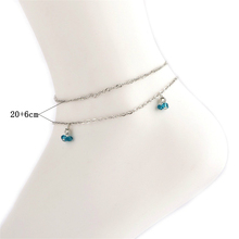 1 Pcs Fashion Women Anklets Set Blue Beads Fringe Geometry Crystal Pendant Silver Color Anklet Female Charm Beach Jewelry  2024 - buy cheap