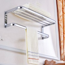 Modern Chrome Bathroom Wall Mounted Towel Rail Holder Shelf Storage Rack Double Towel Rails Bar KD892 2024 - buy cheap