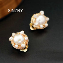 SINZRY new original handmade winding irregular natural freshwater pearl stud earrings for female 2024 - buy cheap