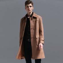 S-6XL !!! New Men clothing Deerskin velvet horn button trench overcoat autumn winter Retro collegiate Plus size outerwear coat 2024 - buy cheap