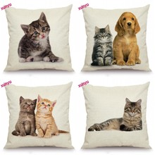 XUNYU Cute Cat Cushion Cover Animal Pillow Case Linen Pillowcase Home Decorative Throw Pillow Cover for Sofa Couch 45x45cm BT016 2024 - buy cheap