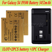 1LOT=1PC Dock Charger +2PC 3450mAh Battery For Samsung Galaxy S4 I9500 GT-I9500 I337 I545 I537  R970 I959 I9505 Batterie Bateria 2024 - buy cheap