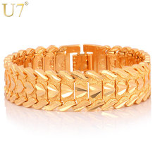 U7 Gold Color Heart Bracelet Jewelry Wristband 17MM 20CM Chunky Big Chain Bracelets Bangles For Men Fathers Day Gifts H684 2024 - buy cheap