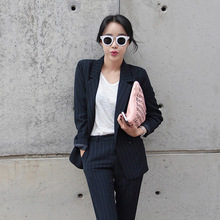 Set female 2018 spring new temperament fashion small suit long-sleeved striped clothes + was thin leisure trousers two sets 2024 - buy cheap