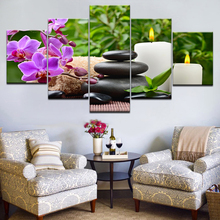 Canvas Pictures Modular Living Room Decor Framework 5 Pieces Stones Bamboo Orchid Flowers Paintings Wall Art HD Prints Posters 2024 - buy cheap