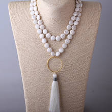 MOODPC Fashion Bohemian Tribal Jewelry Flat White Stones Bead Stones White Tassel Necklace 2024 - buy cheap