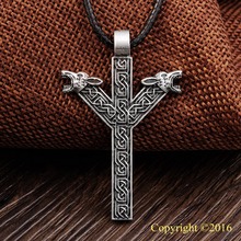 LANGHONG-collar de ALGIZ para mujer, amuleto Vikingo, colgante nórdico en forma de talismán 2024 - compra barato