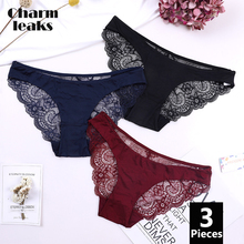 Charmleaks  Women's  Lace Underwear String Panties Tanga Thong Briefs Cotton 3 Pack Cueca Calcinha  Mid Waist Sexy Breathable 2024 - buy cheap