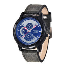 XINEW Brand Original Watches Men Fashion Luminous Hands Leather Strap Casual Quartz Watch Date Calendar relogio masculino Marca 2024 - buy cheap