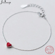 Jisensp Authentic 100% 925 Sterling Silver Chain Red Heart Bangle & Bracelet Luxury Jewelry for Women Wedding pulseira feminina 2024 - buy cheap