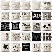 Letter Love  Home Cushion covers Cotton linen Black White pillow cover Sofa bed Nordic decorative pillow case almofadas 45x45cm 2024 - купить недорого