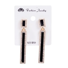 Geometric Square Crystal Drop Dangle Earring Long 925 Silver Needle Earings For Women Fashion Pendientes Mujer Moda 2018 Jewelry 2024 - buy cheap