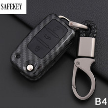 Carbon Fiber Car Key Case Remote Cover For Volkswagen VW Tiguan MK2 2017 2018 2016 Passat CC B7 B8 For Skoda Superb A7 Full 2018 2024 - buy cheap