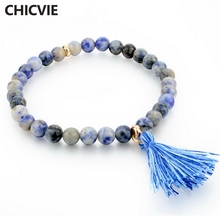 Chicvie pulseiras de pedra natural para mulheres, bracelete de joias de marca famosa sbr160143 com corrente de borla azul e ligação 2024 - compre barato