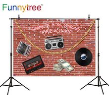 Funnytree customize vinyl photography backdrop banknote radio golden necklace brick wall classic vintage popular background 2024 - buy cheap