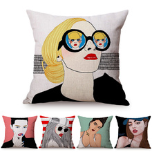 Cool Girl Colorful POP Art Home Decoration Throw Pillow Case Delicate Woman Portrait Modern Art Sofa Cushion Cover Drop Shipping 2024 - buy cheap