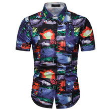 3D Floral Print Hawaiian Shirt 2019 Fashion Brand Short Sleeve Shirt Men Streetwear Casual Mens Dress Shirts Camisa Masculina 2024 - buy cheap