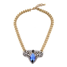 Шикарное ожерелье с большим синим драгоценным камнем для выпускного вечера, высокое качество, для девочек, для юна, мамы, вспышки 2024 - купить недорого