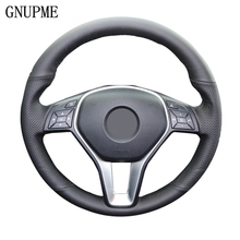 GNUPME-Funda de cuero genuino para volante de coche, accesorio cosido a mano, color negro, para Mercedes Benz E200L gla cla gle c200l C200 C250 C300 2024 - compra barato