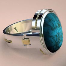 Anéis femininos de prata esterlina 925, anel em pedra oval com pedras verdes naturais e turquesa frete grátis 2024 - compre barato