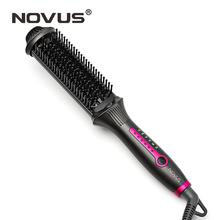 Novus pente de cerâmica para alisamento rápido de cabelo, escova de pente elétrica, auto reta e ondulada, visor de led, função íon negativo 2024 - compre barato