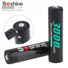 Soshine 2pcs NCR 18650 Li-ion 3.7V 11.1WH 3000mAh Rechargeable Battery with Micro USB Protected for Flashlight / Headlamp 2024 - buy cheap
