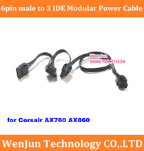 Alta Qualidade PCI-E 1 para 3 6 pinos Macho 4pin IDE Molex cabo de alimentação modular para Corsário AX760 AX860 series 2024 - compre barato