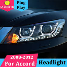 Налобный фонарь для Honda Accord 8th головной светильник s в сборе 2008-2012 Светодиодный светильник для головы U Angel Eye светодиодный Q5 bi xenon объектив h7 D2H передний светильник 2024 - купить недорого