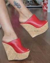 Moraima-sandálias de cunha feminina, chinelos peep toe, sapatos de couro vermelho, para o verão, sexy, preto, 35 a 42 2024 - compre barato