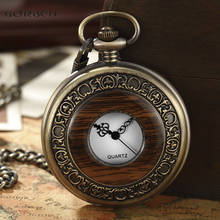 Часы-скелетоны в ретро-стиле с деревянным кольцом, мужские и женские кварцевые часы с карманом и цепочкой-брелком, подарки 2024 - купить недорого