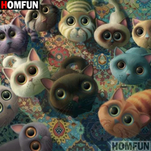 HOMFUN "Cartoon cat" Diamond Painting 5D Full Square/Round Drill Home Decor DIY Diamond Embroidery Cross Stitch A18248 2024 - buy cheap