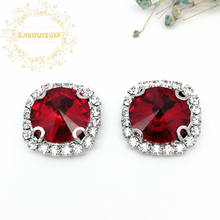 Red ROUND Glass Crystal sew on rhinestones with Crystal buckle claw Diy wedding dress accessories Free shipping 2024 - buy cheap