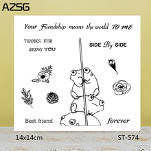Sellos transparentes AZSG Best Friend Lovely ranas/sellos para álbum de recortes DIY/fabricación de tarjetas/sello artesanal de silicona decorativo para álbum 2024 - compra barato